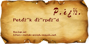 Peták Árpád névjegykártya